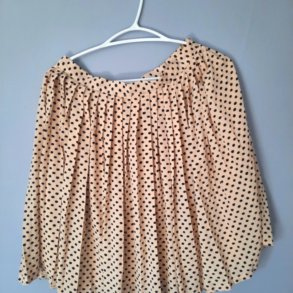 Polka Dot Print Mini Skirt in Tan Beige size M - Picture 2 of 2